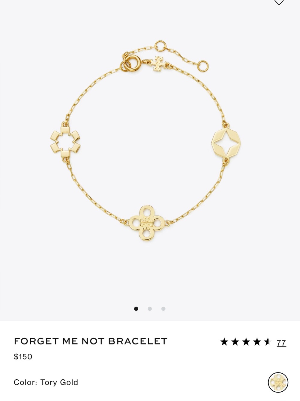 Tory Burch Gold Floral Motif Chain Bracelet